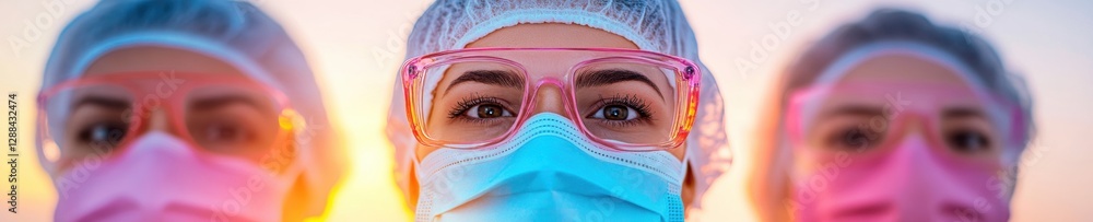 Aufkleber vibrant surgical visualization surgical team in tech-enhanced operating room capturing precision - h