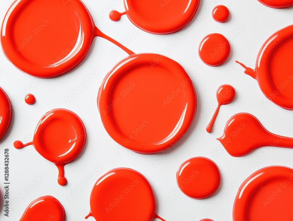 Aufkleber modern minimalism in culinary art abstract glazed red circles on smooth white surface - innovative f