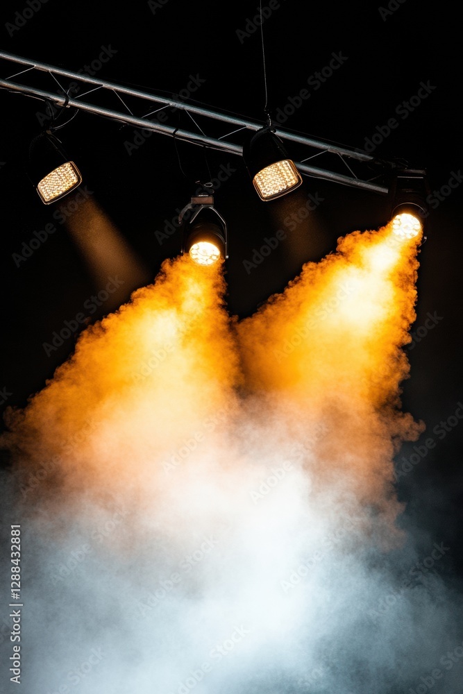Fototapete Dynamic Event Stage Setup Professional Lighting and Fog Effects for Immersive Audience Experience - High-Quality Production and Tech Innovation in Live Entertainment