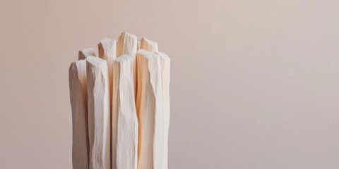 Fototapeta premium Minimalist Art Supplies Sculpted Wooden Pencils on Neutral Background - Creative Tools for Contemporary Design and Sustainable Art Content in Visual Merchandising