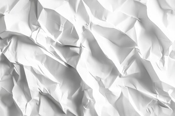 Obraz premium High-res image of crumpled white paper, texture shows deep creases and folds. Perfect for backgrounds, adding texture, or illustrating concepts of chaos or disorder.