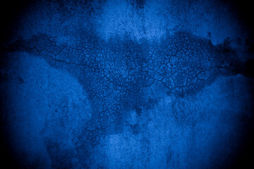 Old wall pattern texture cement blue dark abstract  blue color design are light with black gradient background.