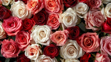 Naklejka premium A vibrant array of various blooming roses.