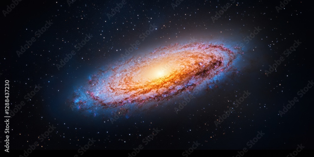 Poster modern galaxy visualization high-resolution spiral galaxy core print on canvas - astrophysics home d