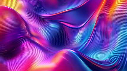 Obraz premium Vibrant abstract waves in purple, blue, and pink create dynamic visual experience. flowing lines and colors evoke sense of movement and energy