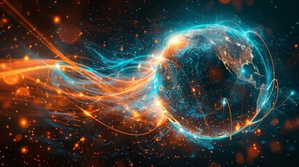 Abstract depiction of a glowing Earth.
