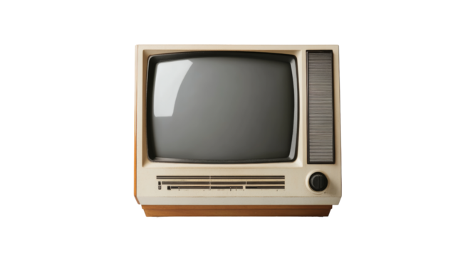 Vintage television set on transparency background png format retro style white