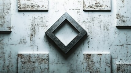 Diamond frame on textured, whitewashed wall