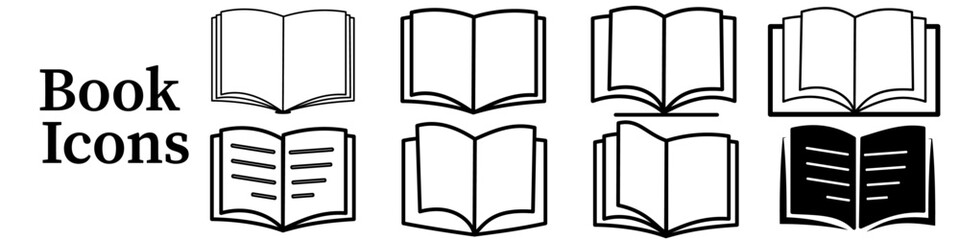Opened book vector set icon literature symbol illustration. 
