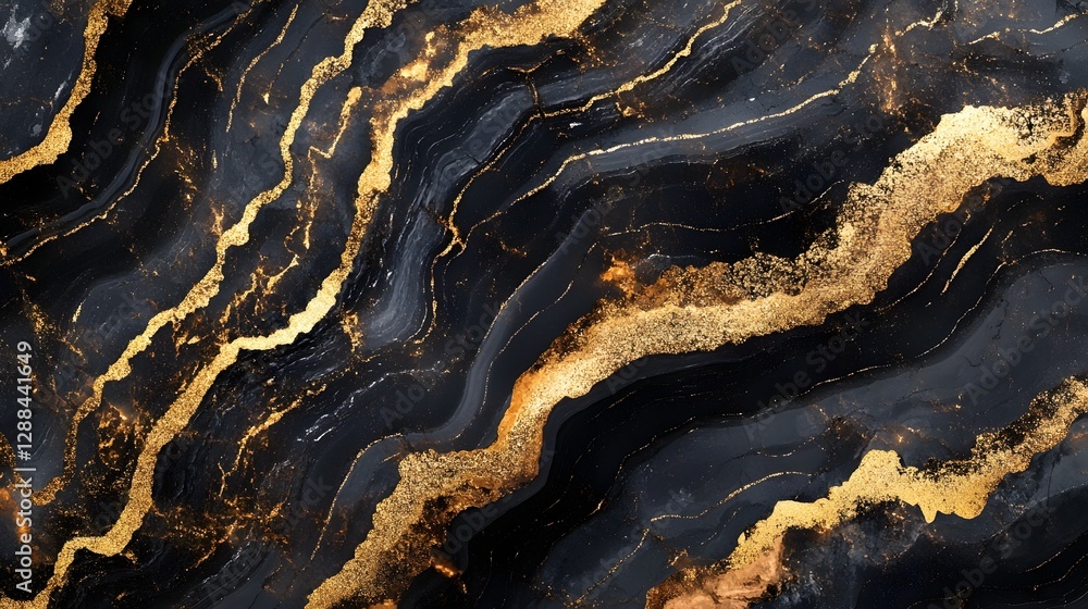 Poster mesmerizing marble mosaic of luxurious gold and ebony hues elegant and sophisticated abstract textur