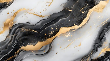 Mesmerizing marble texture with captivating gold foil and fluid dynamics creating a striking and alluring abstract background for premium design and luxury branding