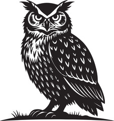 owls vector shilhouette . Owls vector icons in black and white. 