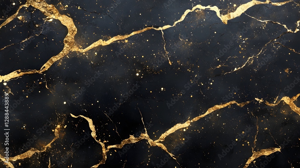 Aufkleber mesmerizing marble texture with shimmering gold veins in dark background luxurious elegant and glamo