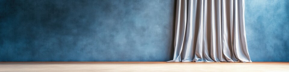 Vintage Theater Curtain Display Luxurious Satin Drapery Against Textured Wall - Classic Interior Styling and Event Decor for Timeless Elegance