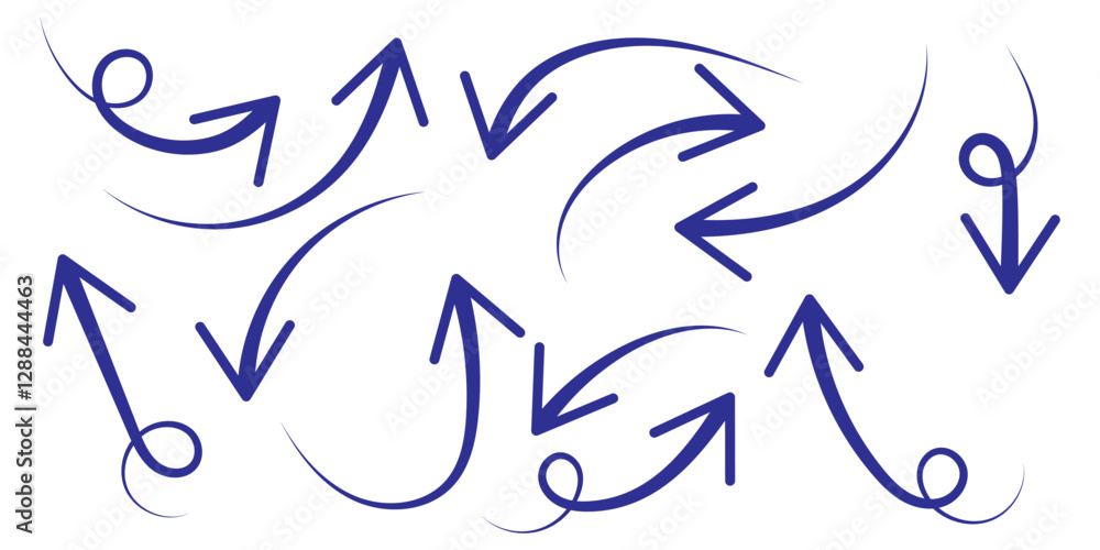 Aufkleber set of hand drawn vector arrows doodle on white background. design element vector illustration.