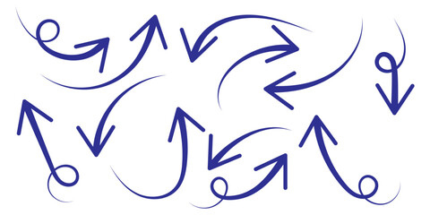 Set of Hand drawn vector arrows doodle on white background. design element vector illustration.