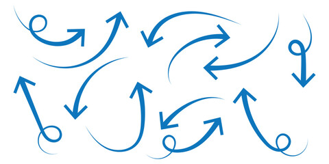 Set of Hand drawn vector arrows doodle on white background. design element vector illustration.