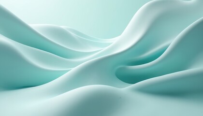 Obraz premium Abstract soft 3D background features smooth wavy shapes in light blue color. Modern flowing curves create elegant banner. Futuristic technology luxury style wallpaper, textile pattern, background