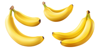 Fresh bananas display transparent background png format white environment culinary concept