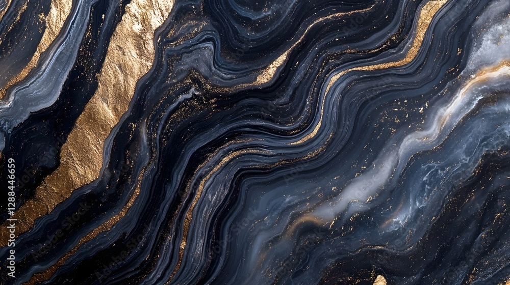 Aufkleber Mesmerizing Marbled Masterpiece Swirling Metallic Textures and Mineral Infused Patterns Captivating the Senses with a Luxurious Dynamic and Artful Geological Composition