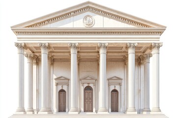 Majestic Classical Building Facade with Corinthian Columns Pediment and Entrance Doors