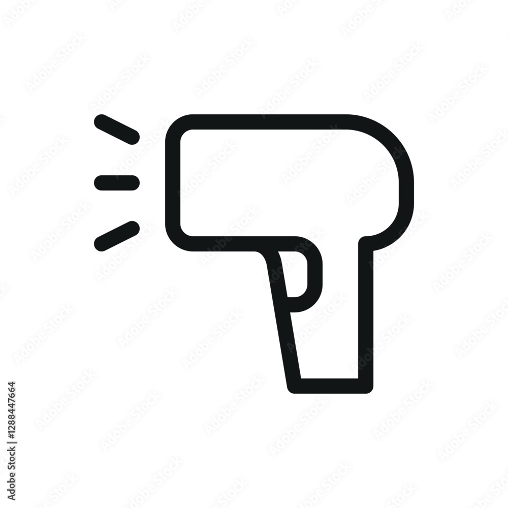 Poster barcode scanner line icon, price checker vector symbol with editable stroke
