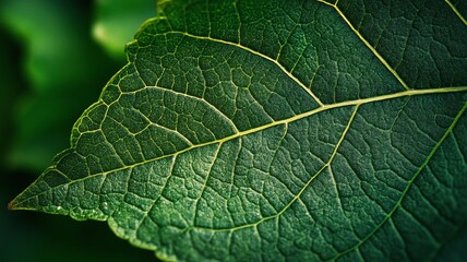 Obraz premium close up of green leaf texture and veins