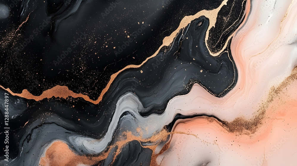 Poster Mesmerizing Marbled Momentum A Captivating Abstract Fluid Artwork with Dynamic Swirls and Splashes of Color that Evokes a Sense of Movement Depth