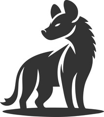 A hyena with ears flattened, tail tucked vector animal silhouette