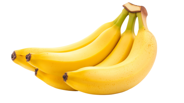 Fresh bananas on transparent background png format white environment food content for culinary uses