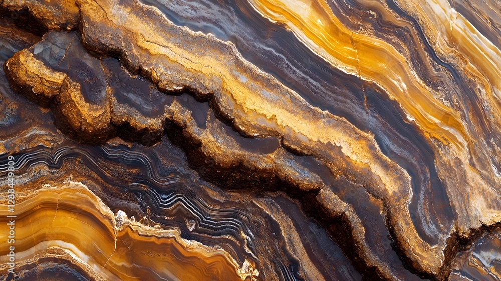 Poster Mesmerizing natural texture with intricate layered patterns formed by geological erosion and mineral compositions over time  This raw