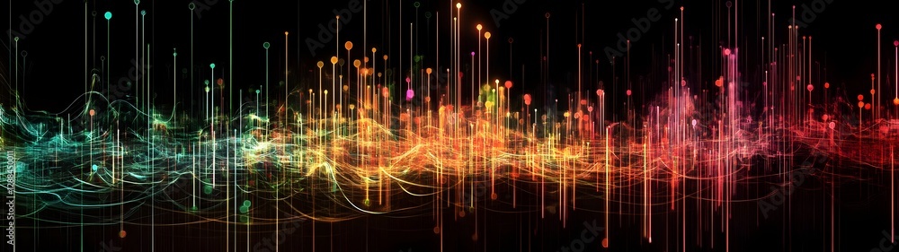 Poster Mesmerizing pulse of vibrant digital energy and luminous motion creating a dynamic futuristic and visually captivating abstract design  The image showcases a stunning display of colorful