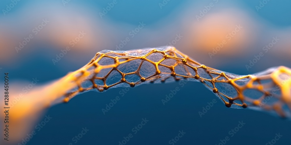 Aufkleber Digital Harmony Geometric Mesh Grid with Glowing Connections in a Virtual Techscape - Advanced Data Visualization for Dynamic Information Systems in Business Analytics