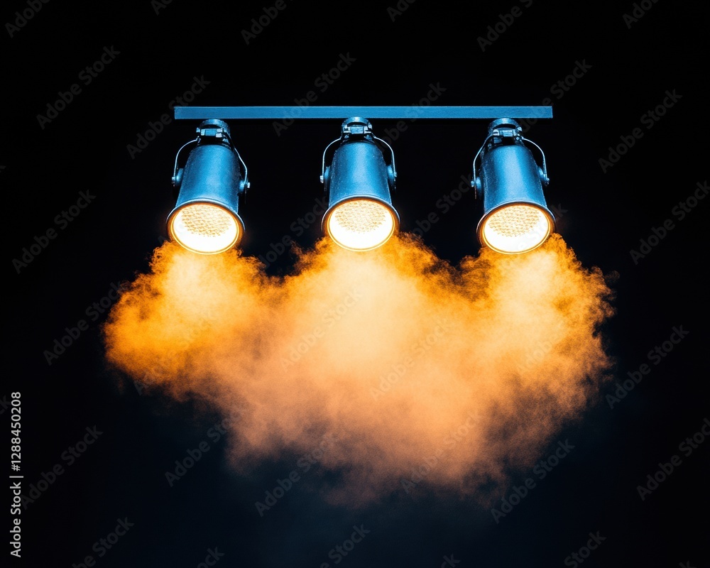 Poster innovative stage lighting design led spotlights with dense smoke effects - performance tech content 