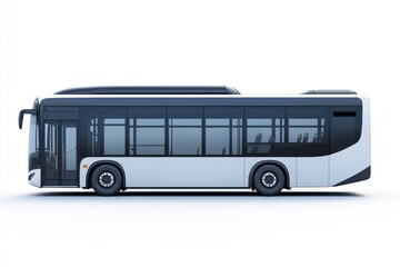Modern City Bus Public Transportation Vehicle Side View White and Black Design