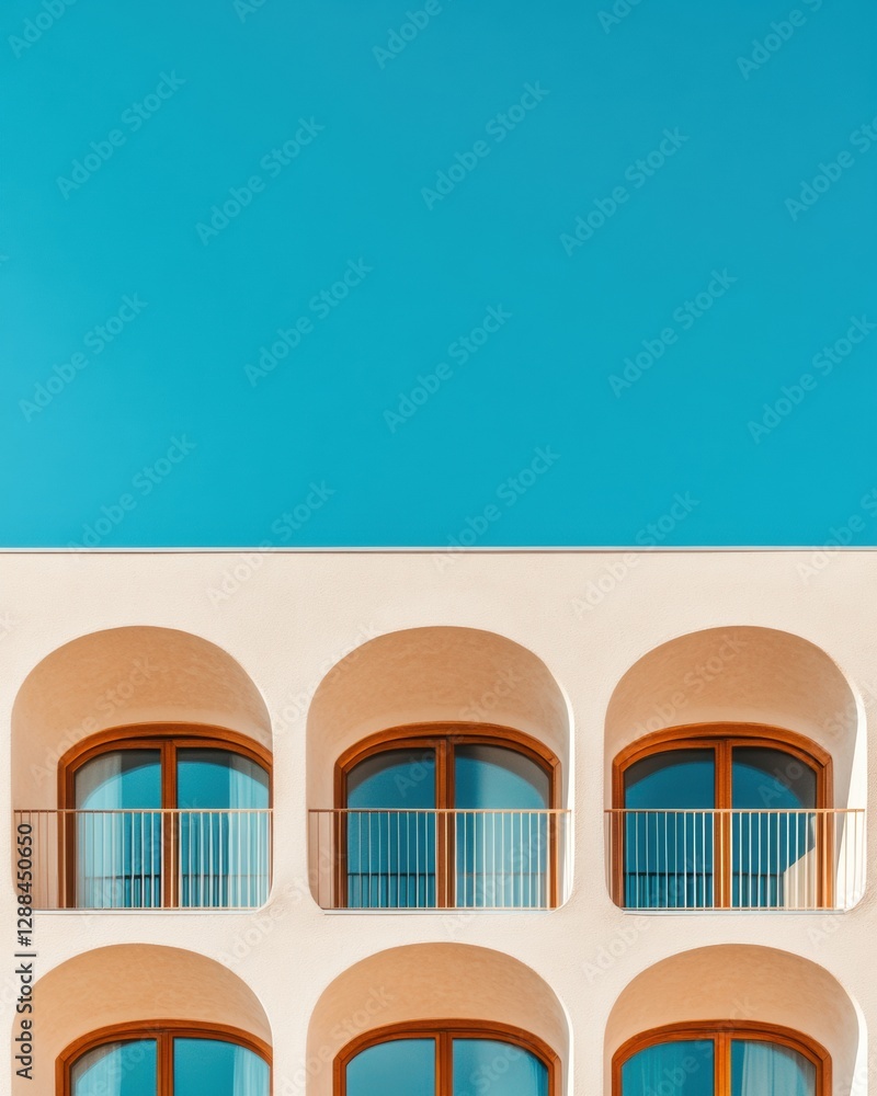 Poster angular geometric facade innovative protruding balconies with smooth concrete texture - urban real e