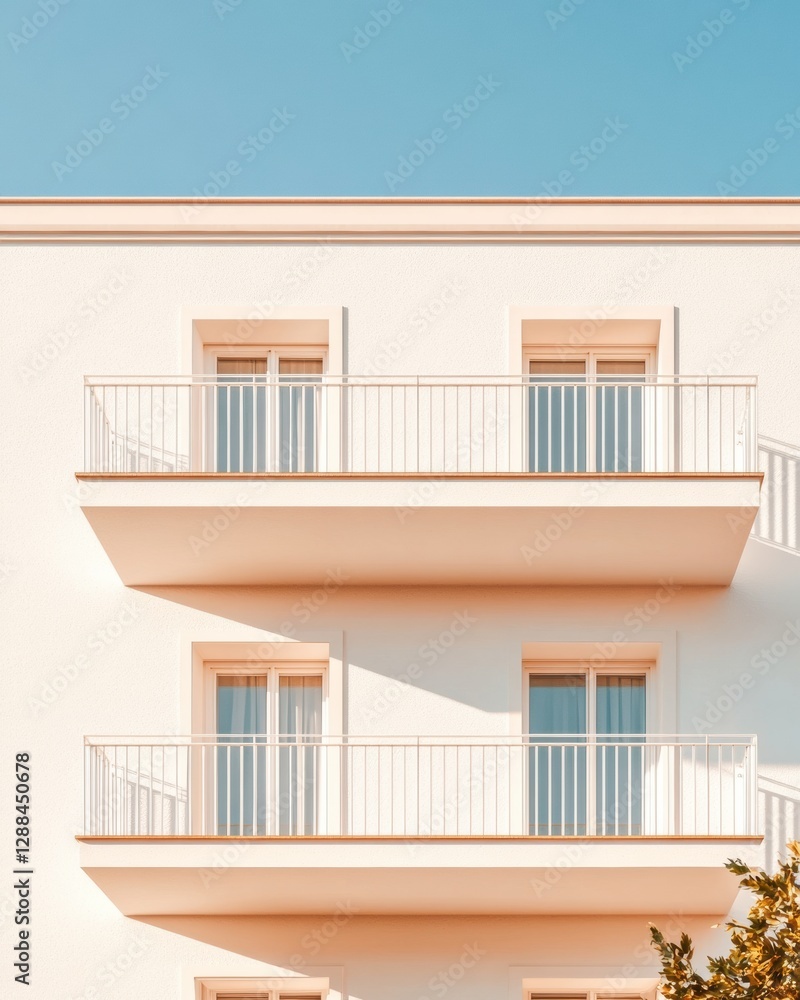 Aufkleber geometric facade showcase angular building with modern balconies and urban context - innovative arch