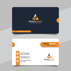 Creative modern yellow business card design name card corporate visiting card and simple clean template vector design