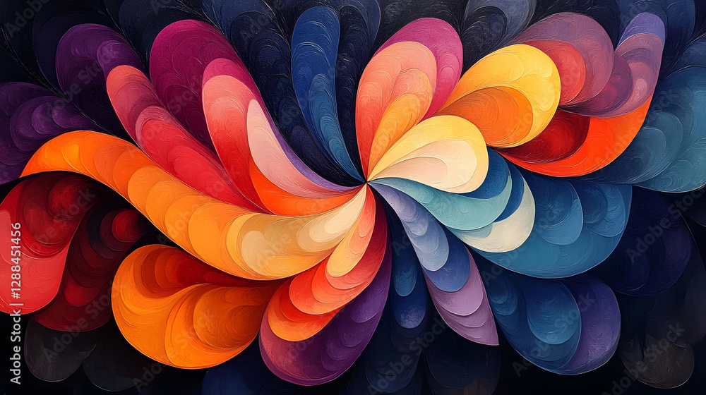 Leinwandbilder Mesmerizing swirling abstract patterns composed of vibrant prismatic colors and dynamic fluid shapes create a captivating and visually striking composition