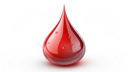 Obraz premium Red Liquid Drop 3D Render, Glossy, Teardrop Shape, White Background, Liquid concept Liquid, 3D rendering