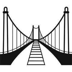 silhouette vector of hanging suspension bridge