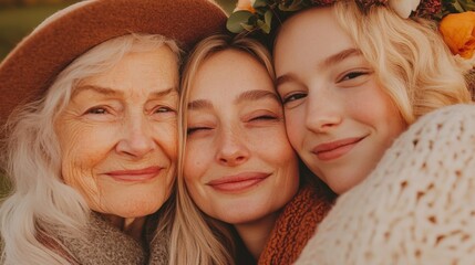 Modern Generational Love Warm Wool and Floral Embrace for Mothering Sunday and Easter - Family Celebration and Lifestyle for Social Media Campaigns