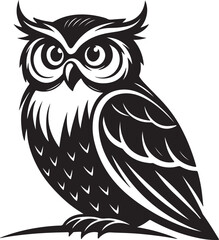 owls vector shilhouette . Owls vector icons in black and white. 