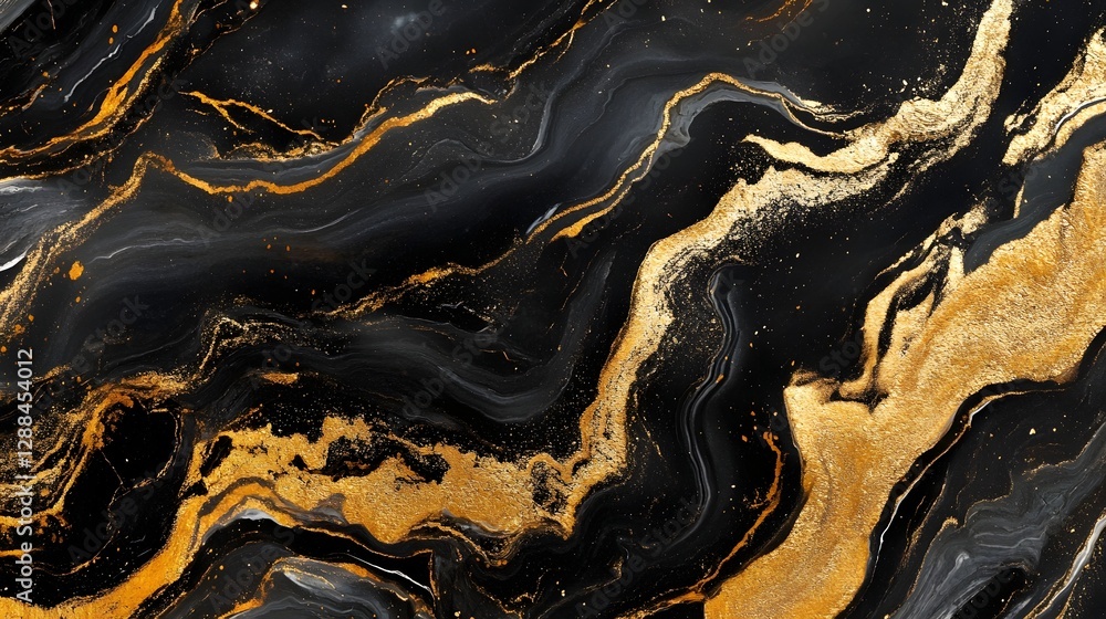 Poster Mesmerizing swirls of metallic elegance in a dramatic monochrome gradient creating a captivating and sophisticated abstract texture with a sense of fluidity and movement