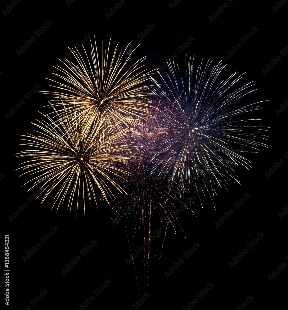 Poster Colorful fireworks exploding in the night sky creating beautiful patterns