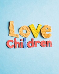 Playful Pastel Typography Love Our Children Day Card Design Inspiration - Spring Festivities with Textured Scrapbook Aesthetic for Family-Oriented Marketing and Sentimental Branding