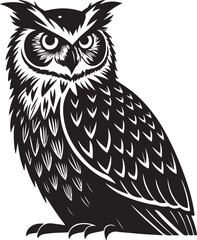 owls vector shilhouette . Owls vector icons in black and white. 