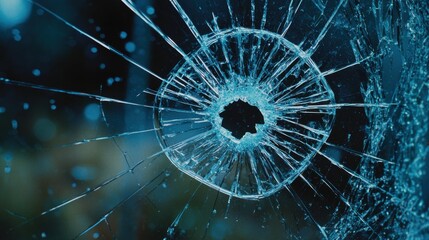 A high-speed impact shattered glass background with tiny reflective shards suspended in motion, illuminated by cinematic lighting for a dynamic and energetic look