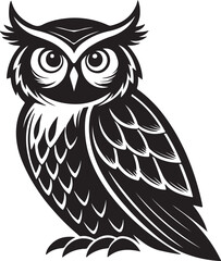 owls vector shilhouette . Owls vector icons in black and white. 