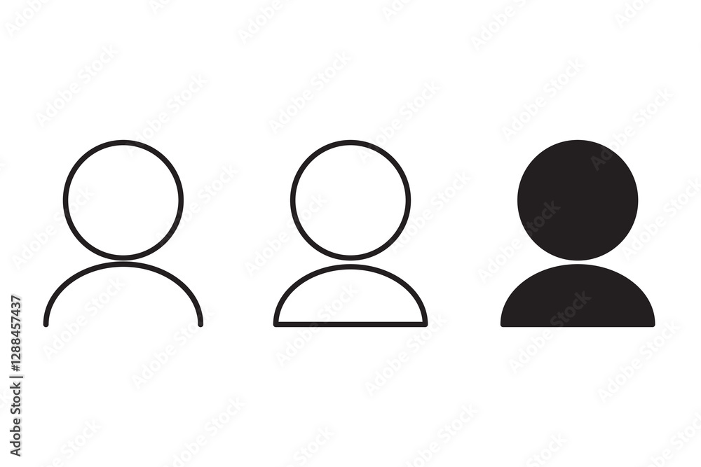 Poster user profile icons. minimal person forms. simple avatar silhouettes. vector grouping symbol.